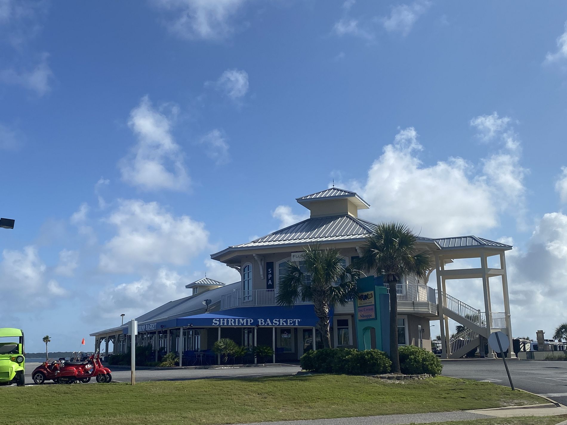 Shrimp Basket restaurant with a completed standing seam metal roof in Pensacola Beach, Florida