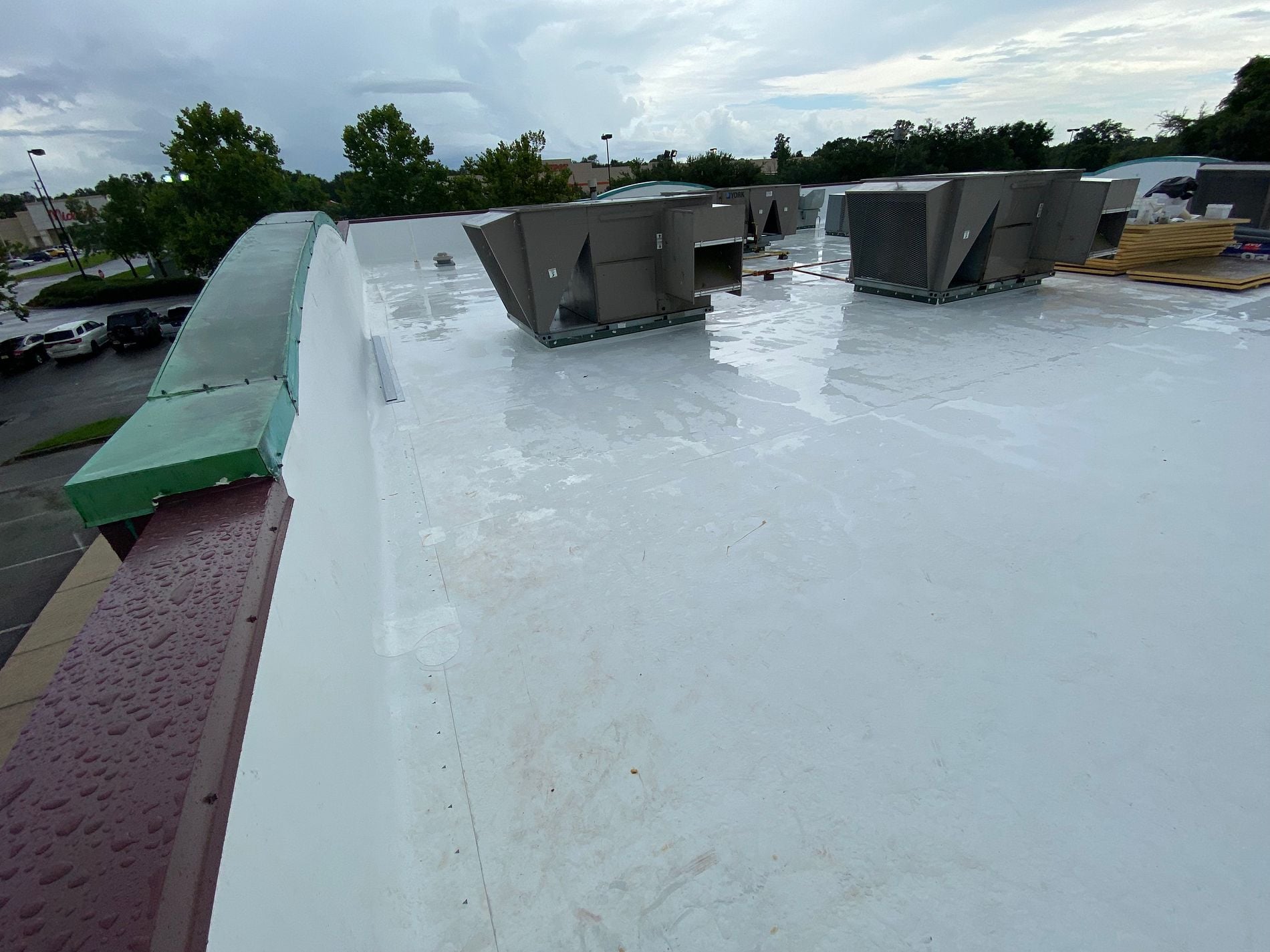 White TPO roofing system installed on a commercial flat roof in Florida