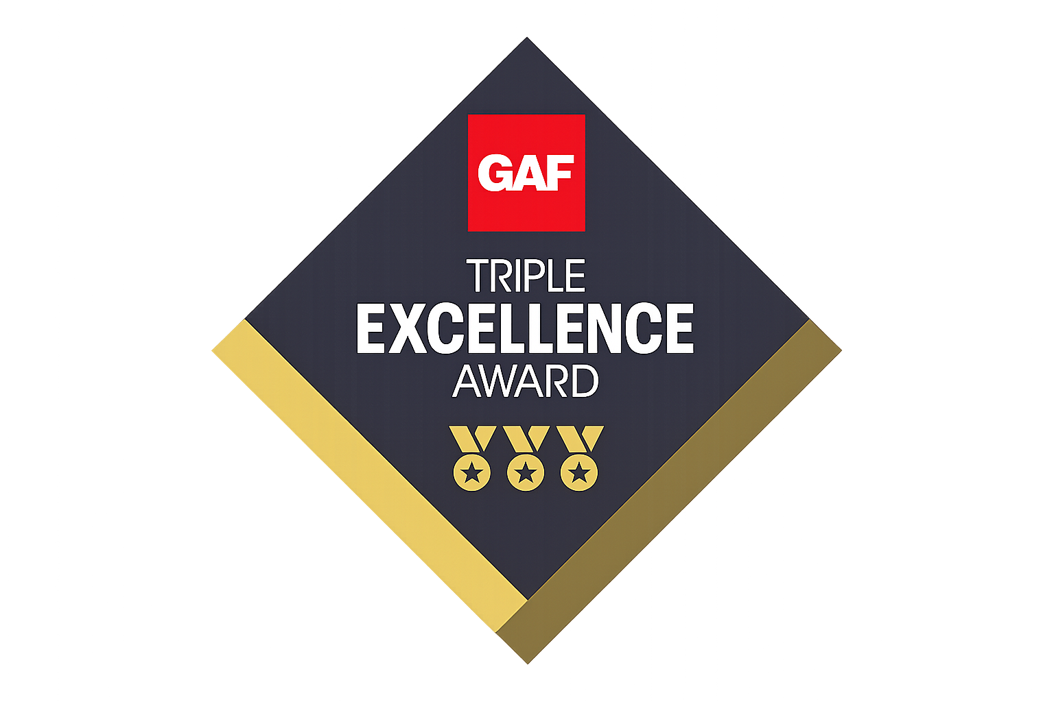 GAF Triple Excellence Award roofing contractor logo