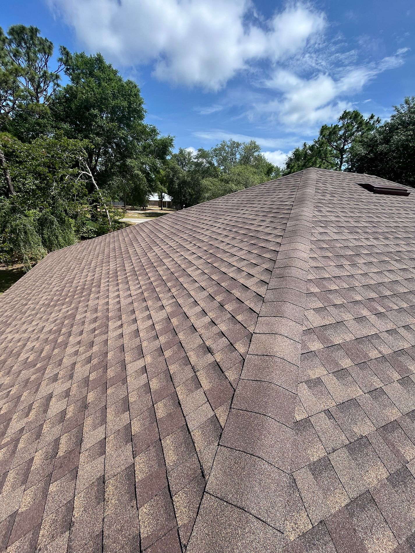 Barkwood GAF Timberline HDZ architectural shingle roof installed in DeFuniak Springs, Florida