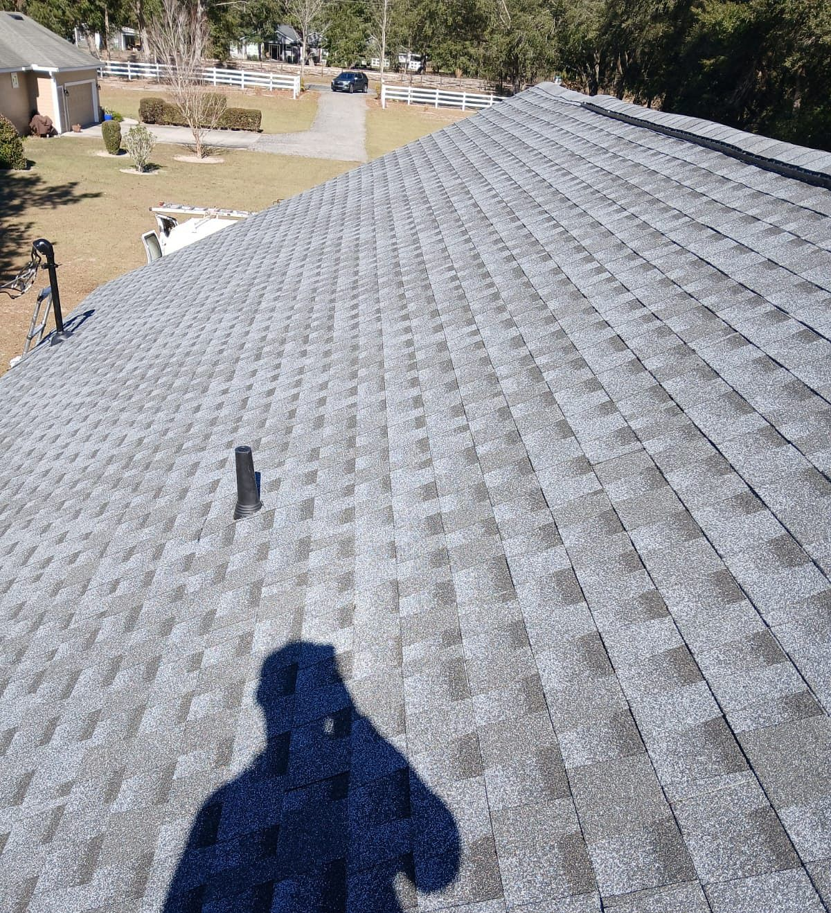Pewter Gray GAF Timberline HDZ architectural shingle roof installed on a home in Live Oak, Florida