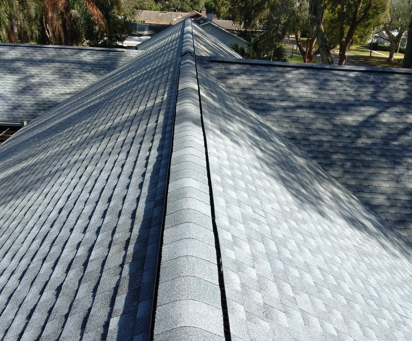 Oyster Gray GAF Timberline HDZ architectural shingle roof installed on a home in Lakeland, Florida