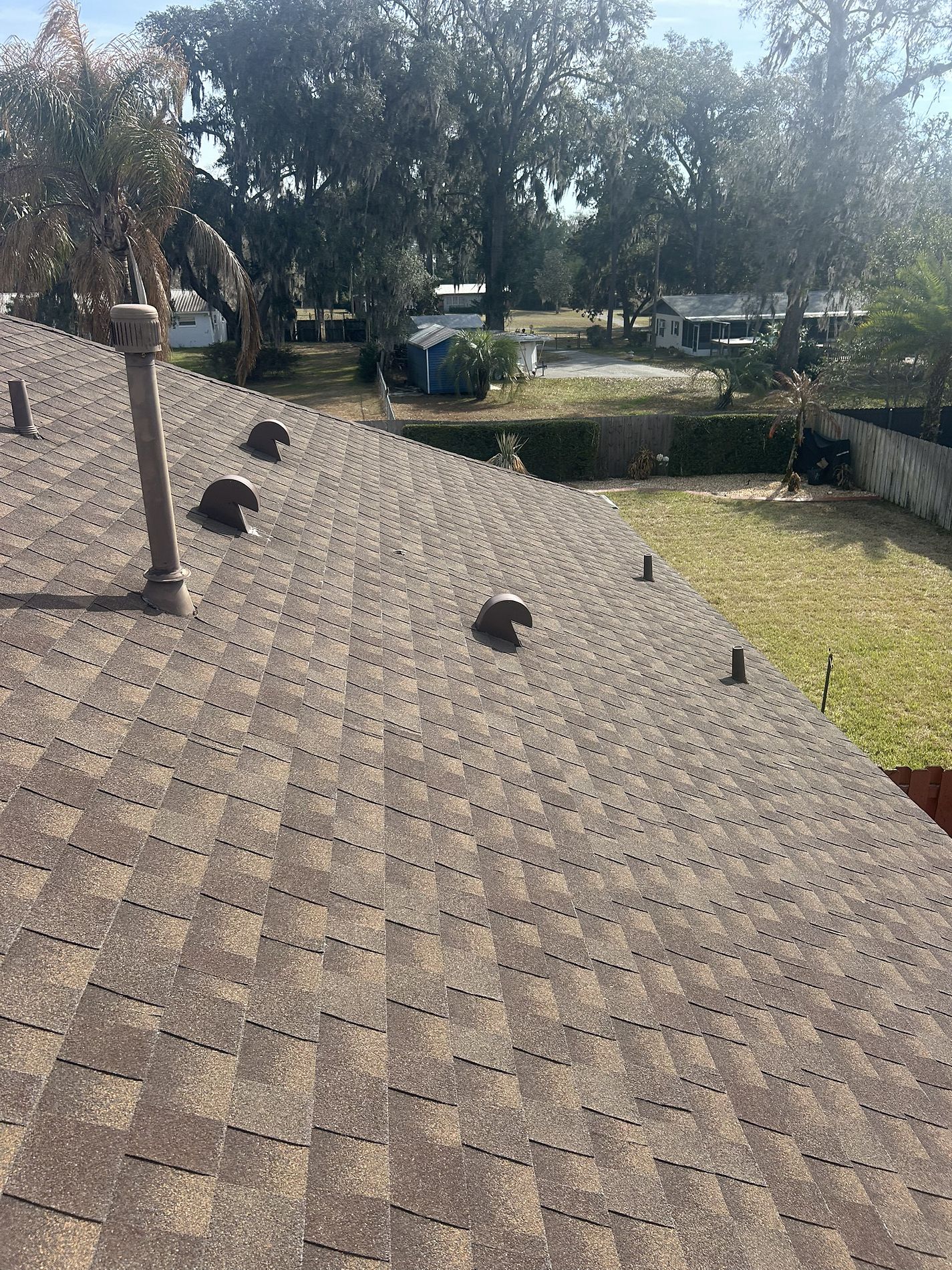Barkwood GAF Timberline UHDZ architectural shingle roof installed on a home in Glen St. Mary, Florida