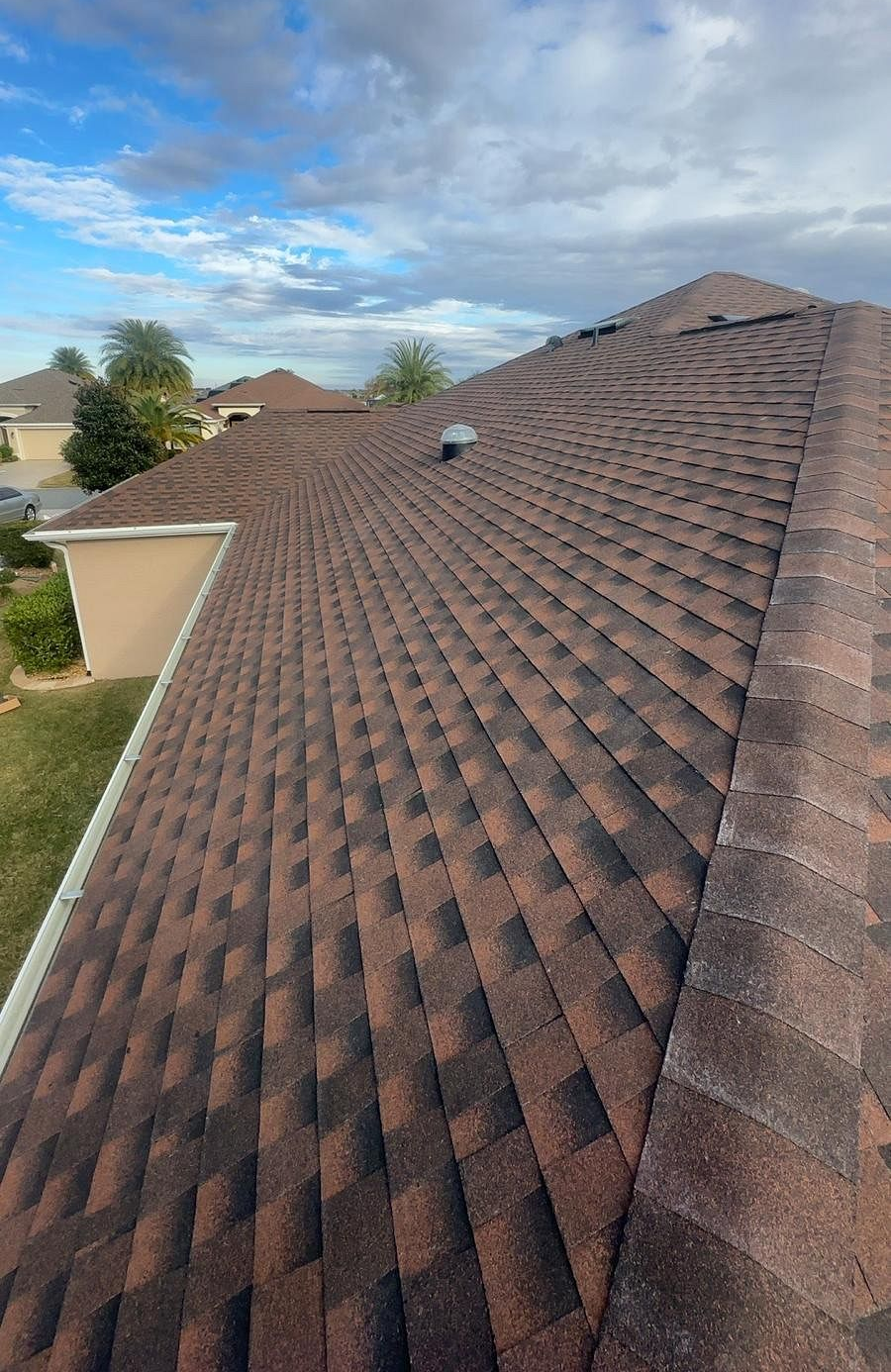 Hickory GAF Timberline HDZ architectural shingle roof installed on a home in The Villages, Florida