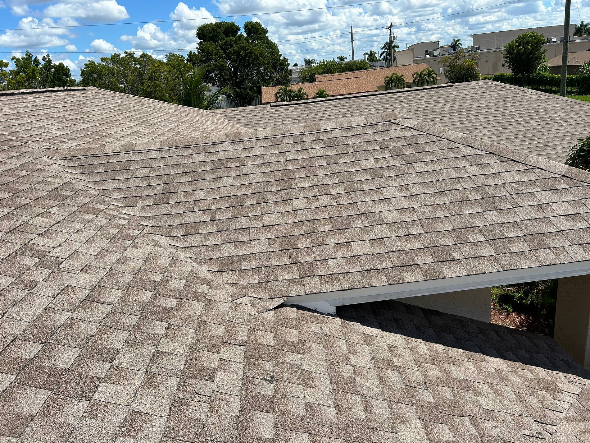 Driftwood GAF Timberline HDZ architectural shingle roof installed on a home in Palm Beach Gardens, Florida