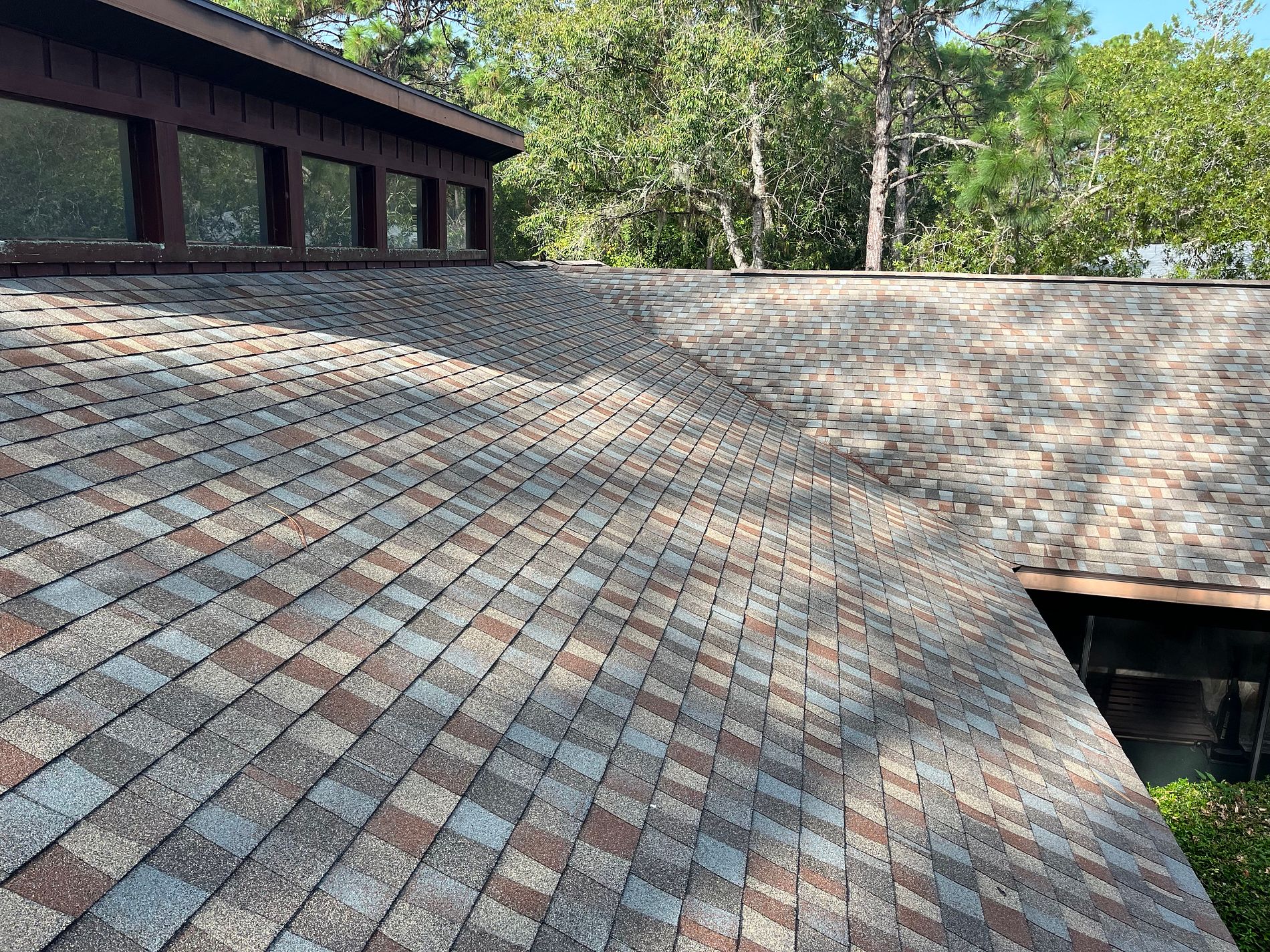 Golden Harvest GAF Timberline HDZ architectural shingle roof installed on a home in Brooker, Florida