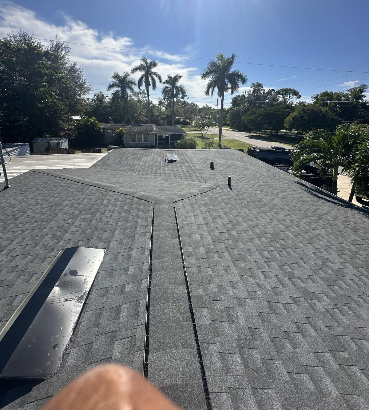 Oyster Gray GAF Timberline HDZ architectural shingle roof installed on a home in Fort Myers, Florida